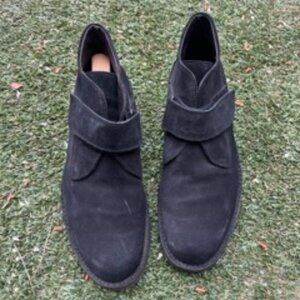 Bastianelli for Barney's New York Suede Boots Chunky Heel Velcro Strap